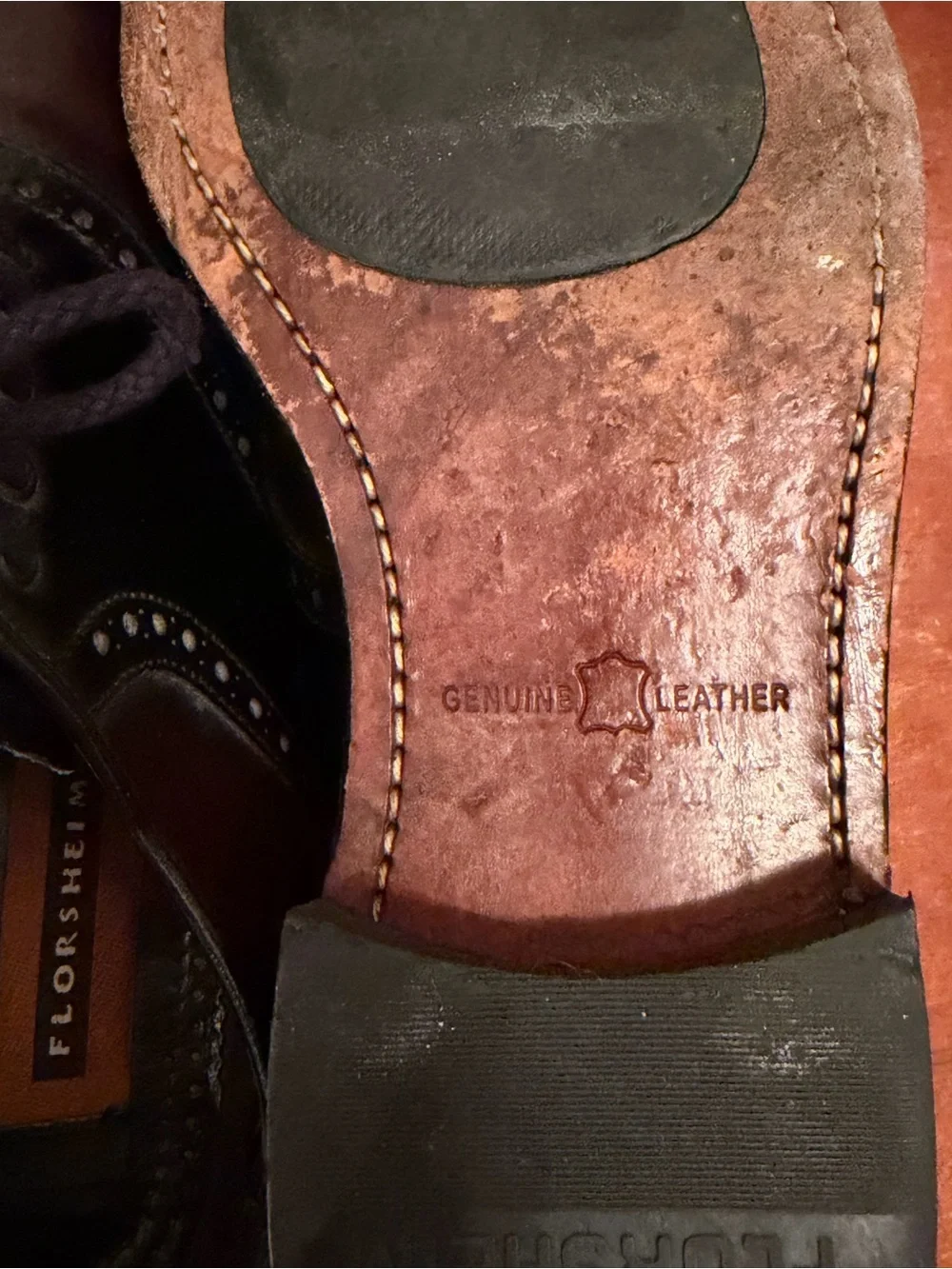 Florsheim Genuine Leather Two-Tone Mens Burgundy and Black Hard shoes